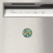 Aimant Feuilles tropicaux colorés : motif d'été. (In Situ (Lave-vaisselle))