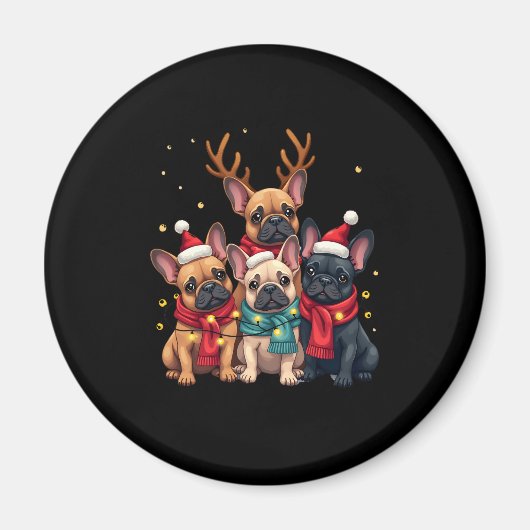 Aimant Feux de Noël Chien-taureaux français Noël Chien-fr (Devant)