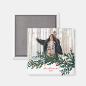 Aimant Feux de Noël et photo de verdure (Recto/Verso)