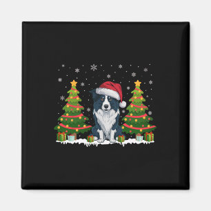 Aimant Feux de Noël Frontière Collie Chien Santa Chapel N