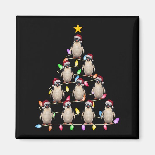 Aimant Feux de Noël Hommes Femmes Père Noël Penguin Noël (Devant)