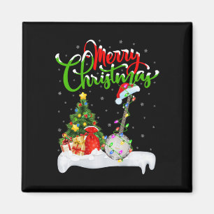 Aimant Feux de Noël Lumières Santa Hat Musical Banjo Noël