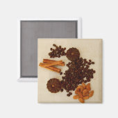 Aimant Fèves de café, amandes, cannelle, cookies (Recto/Verso)