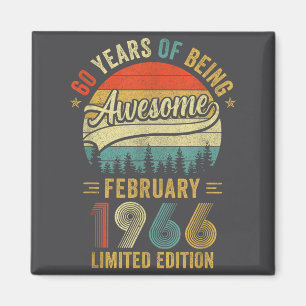 Aimant Février 1966 Vintage Ancien 60e Anniversaire Homme