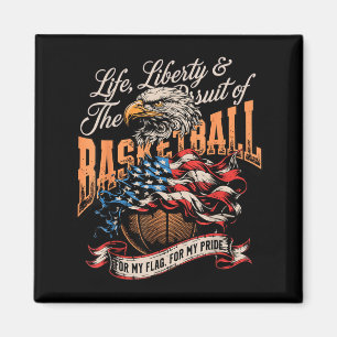 Aimant Fier Basket-ball Drapeau Américain Patriotique USA