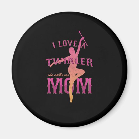 Aimant Fier Baton Twirler Maman Majorette Mère J'Aime Un (Devant)