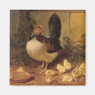 Aimant Fier Mère Hen et ses poussins (Poulets Bébés)