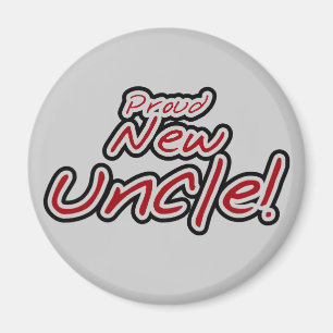 Aimant Fier nouvel oncle - Texte rouge et noir