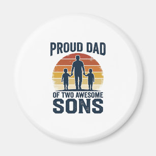 Aimant Fier papa de deux fils géniaux design de t-shirt v