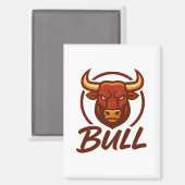 Aimant Fierce Bull Head Logo, Creative Mascot BULL (Recto/Verso)