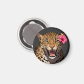 Aimant Fierce Leopard Pink Flower Keychain (Recto/Verso)