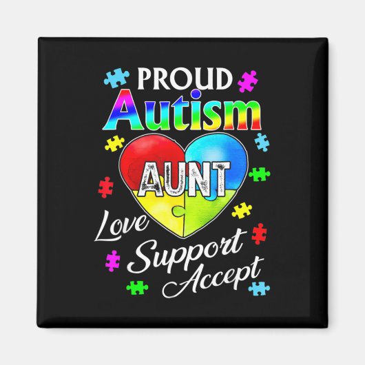 Aimant Fière Autisme Tante Amour Support Accepter Aide Re (Devant)