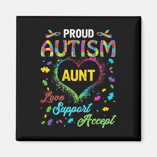 Aimant Fière Autisme Tante Amour Support Accepter Aide Re (Devant)