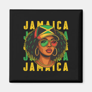 Aimant Fière femme noire afro patriotique jamaïcaine Jama