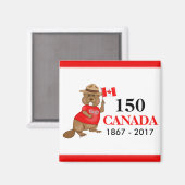 Aimant Fière fête canadienne du castor 150 (Recto/Verso)