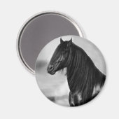 Aimant Fière Friesienne cheval d'étalon noir (Recto/Verso)