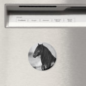 Aimant Fière Friesienne cheval d'étalon noir (In Situ (Lave-vaisselle))