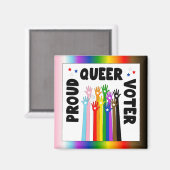 Aimant Fière Queer Voter mains arc-en-ciel (Recto/Verso)