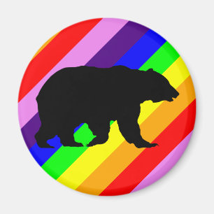 Aimant Fierté colorée de l'ours arc-en-ciel Grizzly