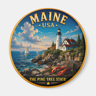 Aimant Fierté côtière de l'État du pin du Maine 🌲