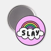 Aimant Fierté - couleur arc-en-ciel avec nuages. (Recto/Verso)