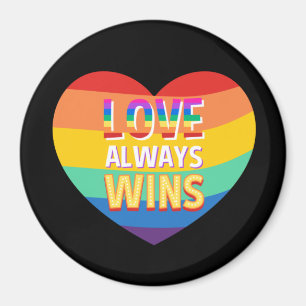 Aimant Fierté gay- l'amour gagne toujours. Couleur arc en