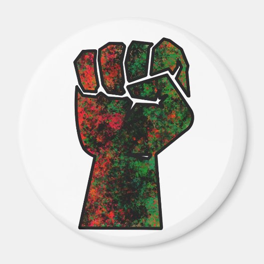 Aimant fierté noire drapeau rouge vert poing panafricain (Devant)