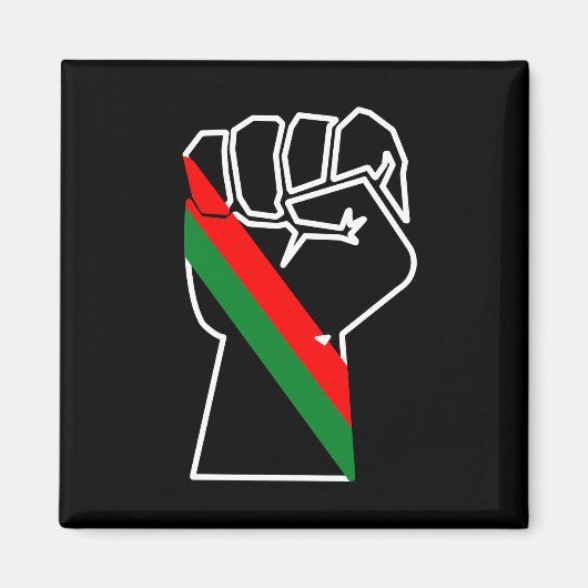 Aimant fierté noire drapeau rouge vert poing panafricain (Devant)