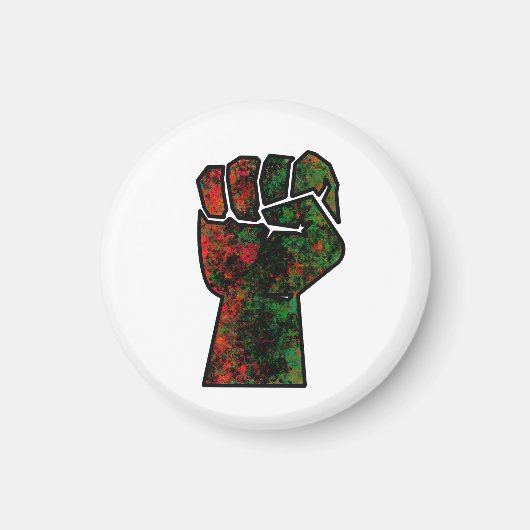 Aimant fierté noire drapeau rouge vert poing panafricain (Devant)