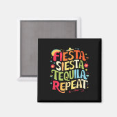 Aimant Fiesta de citations drôles Siesta Répéter Cinco De (Recto/Verso)