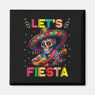 Aimant Fiesta Drôle Crâne de sucre Jouer de la guitare Ci