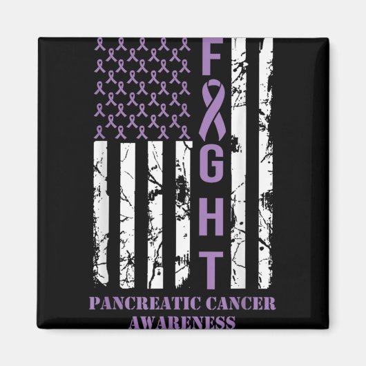 Aimant Fight Flag Purple Ribbon Suprt Pancreatic Cancer (Devant)