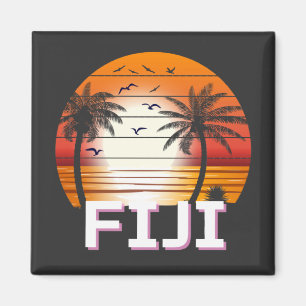 Aimant Fiji Vintage Palm Trees Summer Beach