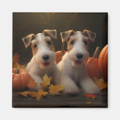 Aimant Fil Fox Terrier Puppy Automne Citrouille de plaisi (Devant)