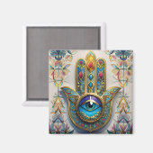 Aimant Filigree couleur or bleu-vert troisième oeil Hamsa (Recto/Verso)
