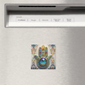 Aimant Filigree couleur or bleu-vert troisième oeil Hamsa (In Situ (Lave-vaisselle))