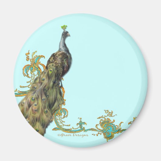 Aimant Filigree Peacock & Gold (Devant)