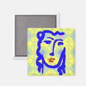 Aimant Fille à visage bleu (Recto/Verso)