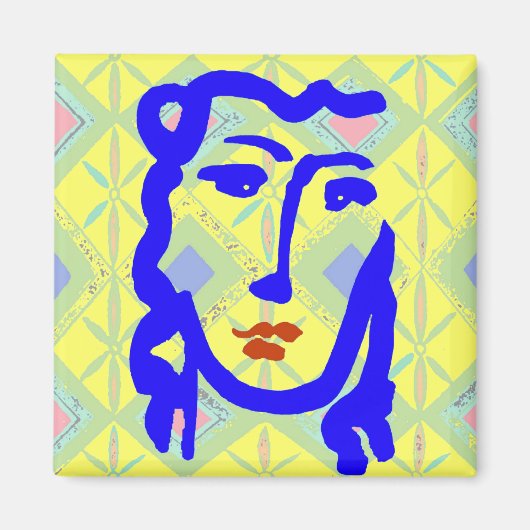 Aimant Fille à visage bleu (Devant)