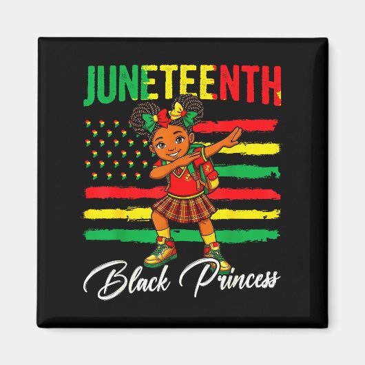 Aimant Fille afro Juneteenth faisant le dab princesse noi (Devant)