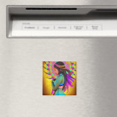 Aimant Fille amérindienne peu AI Art (In Situ (Lave-vaisselle))