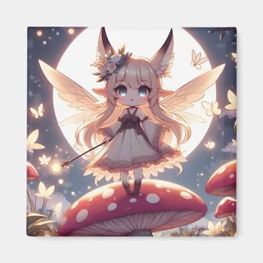 Aimant Fille Anime Pixie Hippie Lune Fée (Devant)