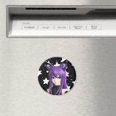 Aimant Fille Anime Violet avec Fils d'oreille Fox Anniver (In Situ (Lave-vaisselle))