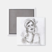 Aimant Fille Art Déco (Recto/Verso)