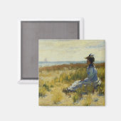 Aimant Fille assise au bord de la mer (Recto/Verso)