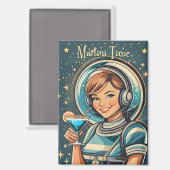 Aimant Fille Astro Rétro Futuriste Temps Martini (Recto/Verso)