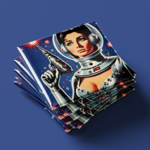 Aimant Fille astronaute de science-fiction vintage