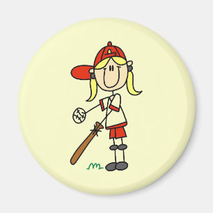 Aimant Fille au bâton Tshirts de baseball pour filles