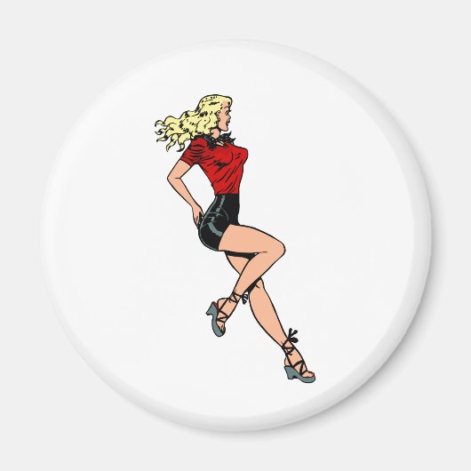 Aimant Fille au charme rétro à côté, blonde bombshell (Devant)