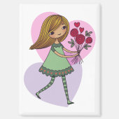 Aimant Fille aux fleurs (Recto)